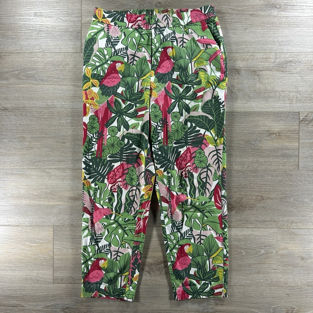 Boden Womens 4P Petite Palm Leaf Paradise Jungle Cotton Blend Pants Vacation